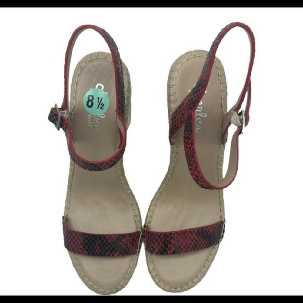 Charles by Charles David Red‎ Black Snakeskin Espadrille Wedge Sandals Mens 8.5